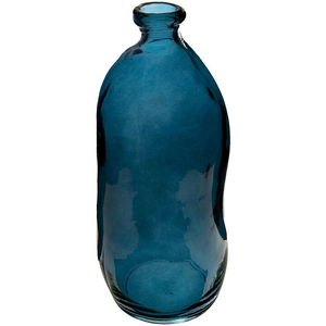 Vase Uly en verre recyclé bleu orage H35cm Atmosphera Créateur D'intérieur pas cher
