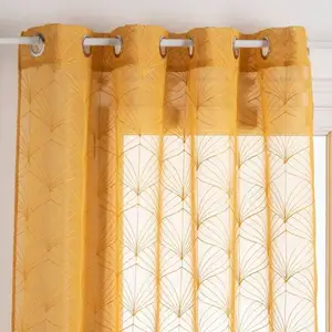 Voilage "Mia" - jaune ocre - 140x240 cm - Ocre - Atmosphera createur d'interieurVendu parcdiscount