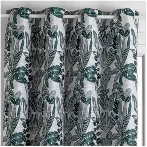 Rideau Bejuco motifs jacquard vert cèdre 140x260cm - Atmosphera créateur d'intérieur
