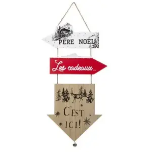 Pancarte Bois 3 Flèches H 51 cm - Feeric lights & christmas pas cher