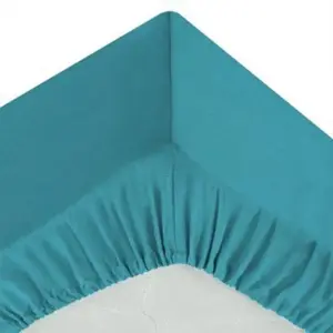 Atmosphera - Drap housse 1 Personne en Coton Canard 90 x 190 cm Bleu C... pas cher