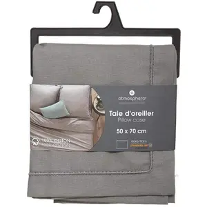 Taie d oreiller Carina coton gris souris 50x70cm Atmosphera Créateur D'intérieur pas cher