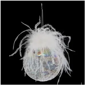 ATMOSPHERA Boule de Noël en Verre Légende dHiver 10cm Blanc pas cher