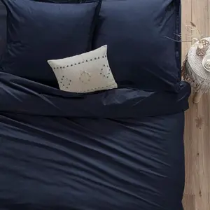 Housse de couette en coton - bleu encre 240x220 cm - Atmosphera createur d'interieur pas cher