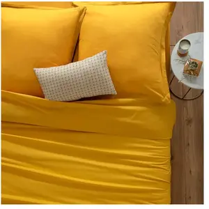 Housse de couette Carina coton jaune moutarde 240x220cm Atmosphera Créateur D'intérieur pas cher