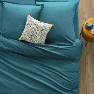 Housse de couette en coton - Bleu canard 240x220 cm - Atmosphera pas cher