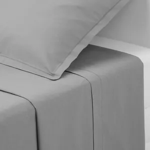 Drap plat Carina en coton gris 240x290cm Atmosphera Créateur D'intérieur pas cher