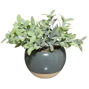 Plante en pot céramique - ATMOSPHERA - Blanc - D. 24 x H. 20 cm - GRES / PIERRE pas cher
