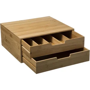 5 five simply smart Porte Capsules - Bambou - 2 tiroirs - Bois massif - Rectangulaire - Design contemporain pas cher