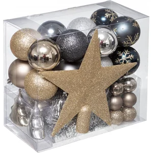 Déco de Sapin de Noël Kit 44 pièces, Boule, Guirlande et Cimier - Multicolore pas cher