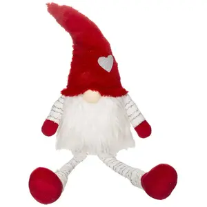 Père Noël Scandinave assis rouge et blanc H 64 cm
