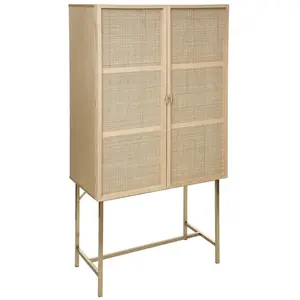 Buffet haut 2 portes Rayo cannage rotin 80x165cm Atmosphera Créateur D'intérieurVendu parcdiscount