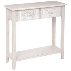 ATMOSPHERA Console - PARIS PRIX - Hina - 2 tiroirs - Blanc - Vintage - Laqué pas cher