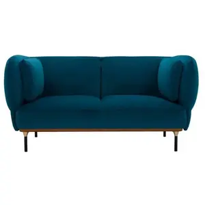 Atmosphera Canapé En Velours Isée 2 Places - Bleu Nuit pas cher
