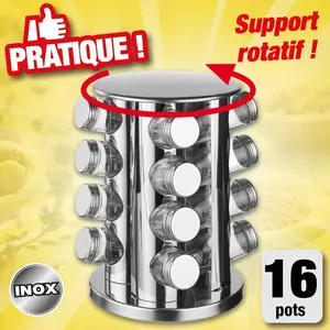 Comparateur de prix : FIVE JJA - Présentoir à épices rotatif 16 pots en verre