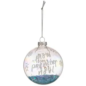 ATMOSPHERA Boule de Noël Déco Douceur des Neiges 8cm Bleu pas cher