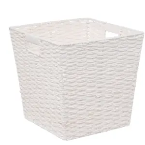 5five - panier vannerie 31x31cm "mix n modul" blanc pas cher