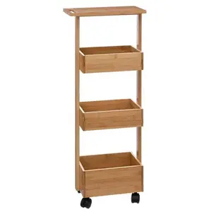 Comparateur de prix : 5 Five Simply Smart Desserte Roulante De Salle De Bain 4 Niveaux En Bambou H 85.5 Cm
