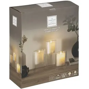 Coffret 3 bougies LED - Transparent - Atmosphera createur d'interieur pas cher
