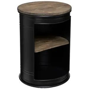 Table d appoint Diego métal noir D33,5cm Atmosphera Créateur D'intérieur pas cher