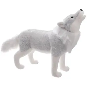 Feeric Christmas - Déco de Noël Loup bicolore blanc et gris 60 x 45 cm Blanc pas cher