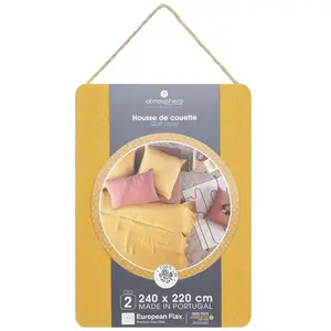 Housse de couette - ATMOSPHERA - Linah - 100% lin - Jaune ocre - 240x220 cmVendu parrakuten