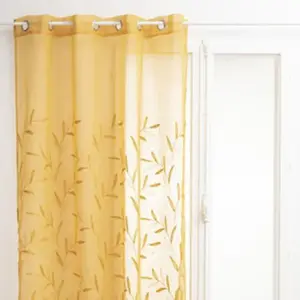 Atmosphera - Voilage brodé Izzy 140 x 240 cm - Ocre pas cher