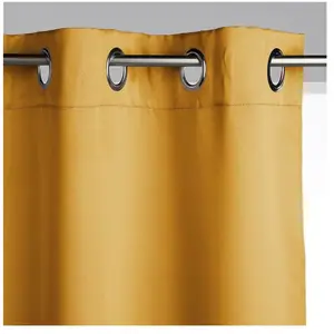 Lot de 2 rideaux occultants jaune moutarde 135x240cm Atmosphera Créateur D'intérieur pas cher