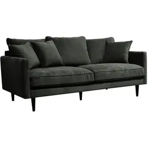 ATMOSPHERA Canapé 3 Places - Candice - Velours - Gris - Vintage - Déhoussable pas cher