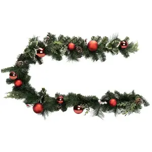 Atmosphera Guirlande de Noël Branche Boules 200cm Vert pas cher