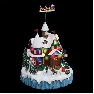 ATMOSPHERA Village de Noël lumineux, animé et musical La Maison du Père Noël pas cher