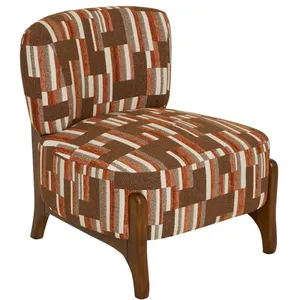 Atmosphera - Fauteuil en chenille avec pieds en bois effet noyer CALIX... pas cher