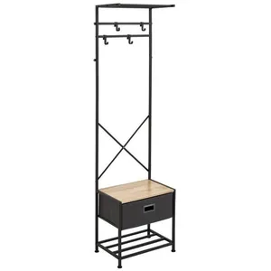 Dressing vestiaire haut avec tiroir et 4 patères TISSA noir - 5five pas cher