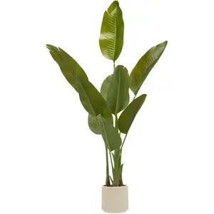 Bananier Artificielle Lora H140 cm avec Pot Blanc - Atmosphera Créateur dintérieur pas cher
