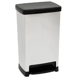 Poubelle 50L à pédale - 5 five simply smart - Argent pas cher