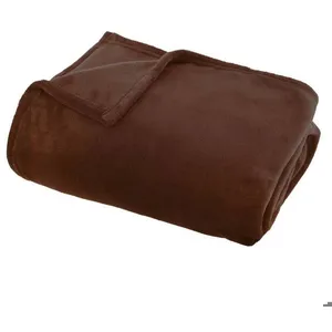 Plaid flanelle Ollis marron tonka 180x130cm - Atmosphera createur dint... pas cher