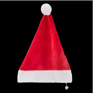 Feeric Christmas Kerstmuts - rood - met verlichte pompon - D60 x 30 cm - polyester - voor volwassenen