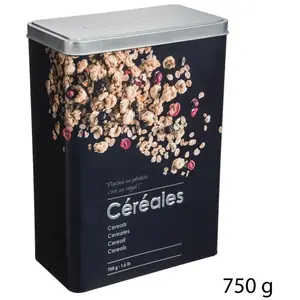 5FIVE Boîte à céréales - FIVE - Black Edition - Métal - 750g - Dimensions 18x10x24.5cm pas cher