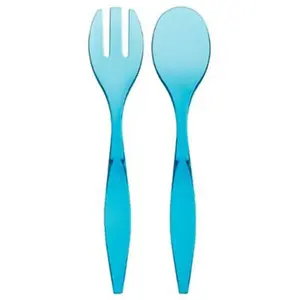 Paris Prix 5Five Sla bestek/couvert - 2 delig - blauw - kunststof - 29 cm - saladebestek/slacouvert - opscheplepels fruit/groente pas cher