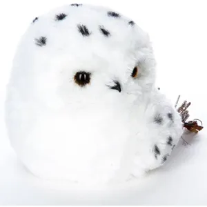 ATMOSPHERA Statuette Déco "Hibou Fourrure" 21cm Blanc pas cher