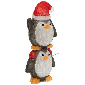 Feeric Lights Kerstverlichting figuur - pinguins - 49 cm - solar - 50 led lampjes - knipperfunctie - decoratie kerstfiguren