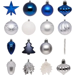 Kit 60 Pièces de Décoration pour Sapin de Noël ILUA QUIET TIMES - Feeric lights & christmas - Bleu/Blanc pas cher