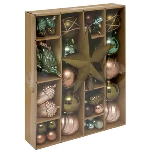 Kit 60 Pièces de Décoration pour Sapin de Noël ILUA SECRETS - Feeric lights & christmas - Rose/Vert pas cher