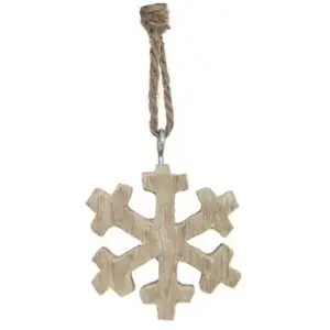 ATMOSPHERA Sujet de Noël Flocon "Glacé" 5cm Naturel Marron pas cher