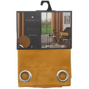 Rideau occultant Feuilles jaune moutarde 140x260cm Atmosphera Créateur D'intérieur