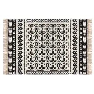 Tapis Delhi coton noir et blanc 120x170cm Atmosphera Créateur D'intérieur pas cher