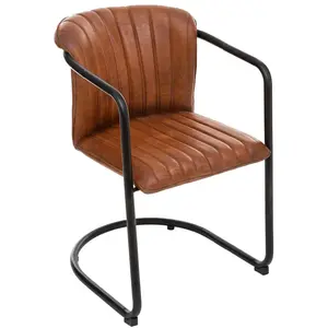 Fauteuil - ATMOSPHERA - Dario Cognac - Cuir naturel et Fer - Contemporain - DesignVendu parcdiscount