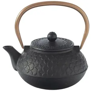 SECRET DE GOURMET Théière en fonte design Flower - 1000 ml - Noir pas cher