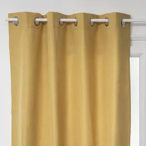 Atmosphera - Rideau "Clem" à oeillets - jaune moutarde 140x260 cm pas cher