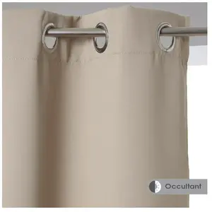 PARIS PRIX Rideau Odelie occultant beige 140x260cm Atmosphera Créateur D'intérieur pas cher